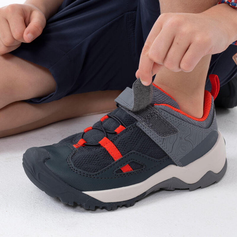 Chaussures de randonnée enfant à scratch Crossrock grise rouge du 24 AU 34