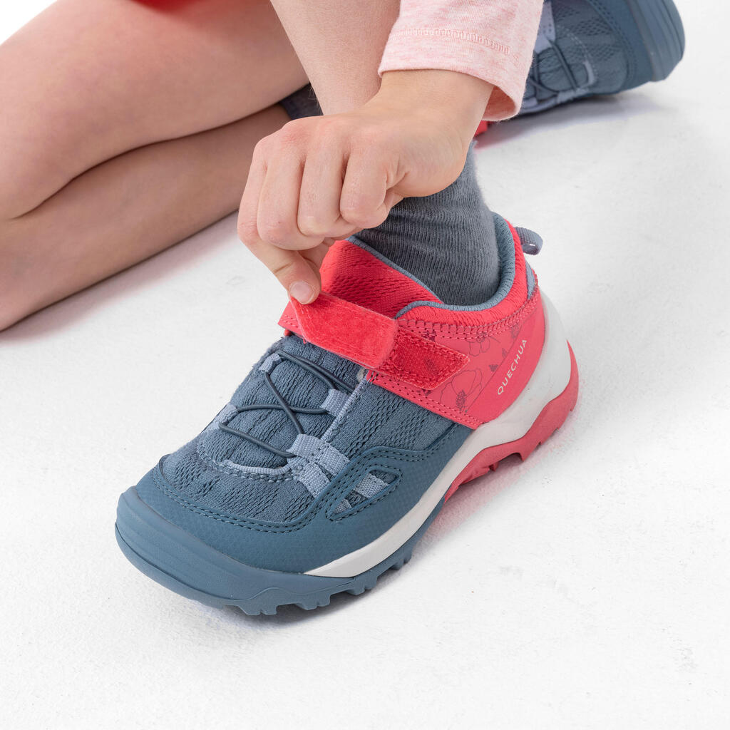 Detská turistická obuv Crossrock na suchý zips od 24 do 34 ružovo-modrá