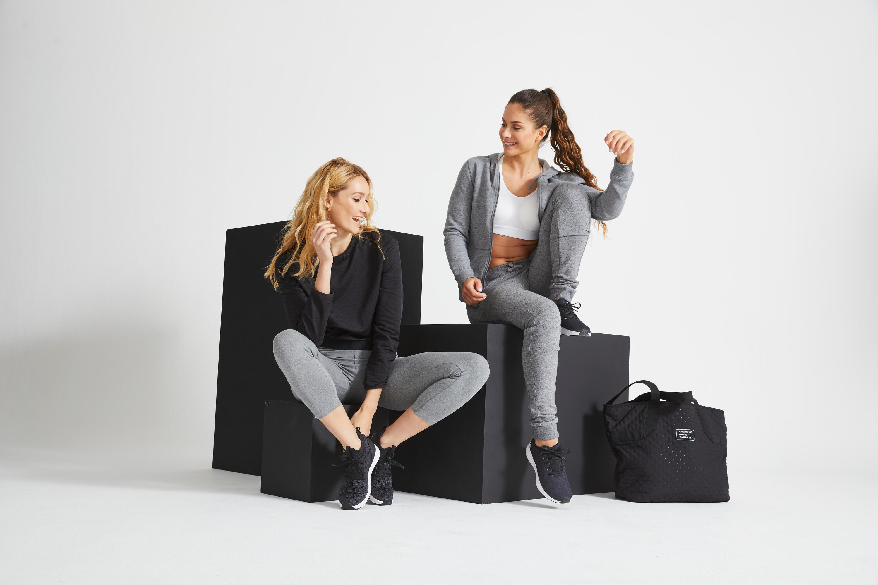 Leggings 7/8 donna palestra cotone grigi 10/10