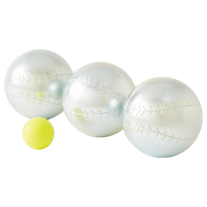 Boulekugeln Freizeit 500 Baseball-Muster - 3er-Set + Zielkugel