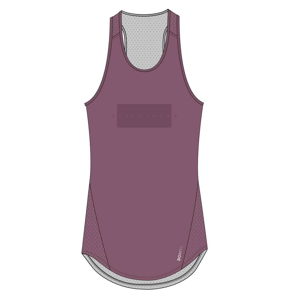 Top lang Rundhalsausschnitt Fitness Cardio Damen grün