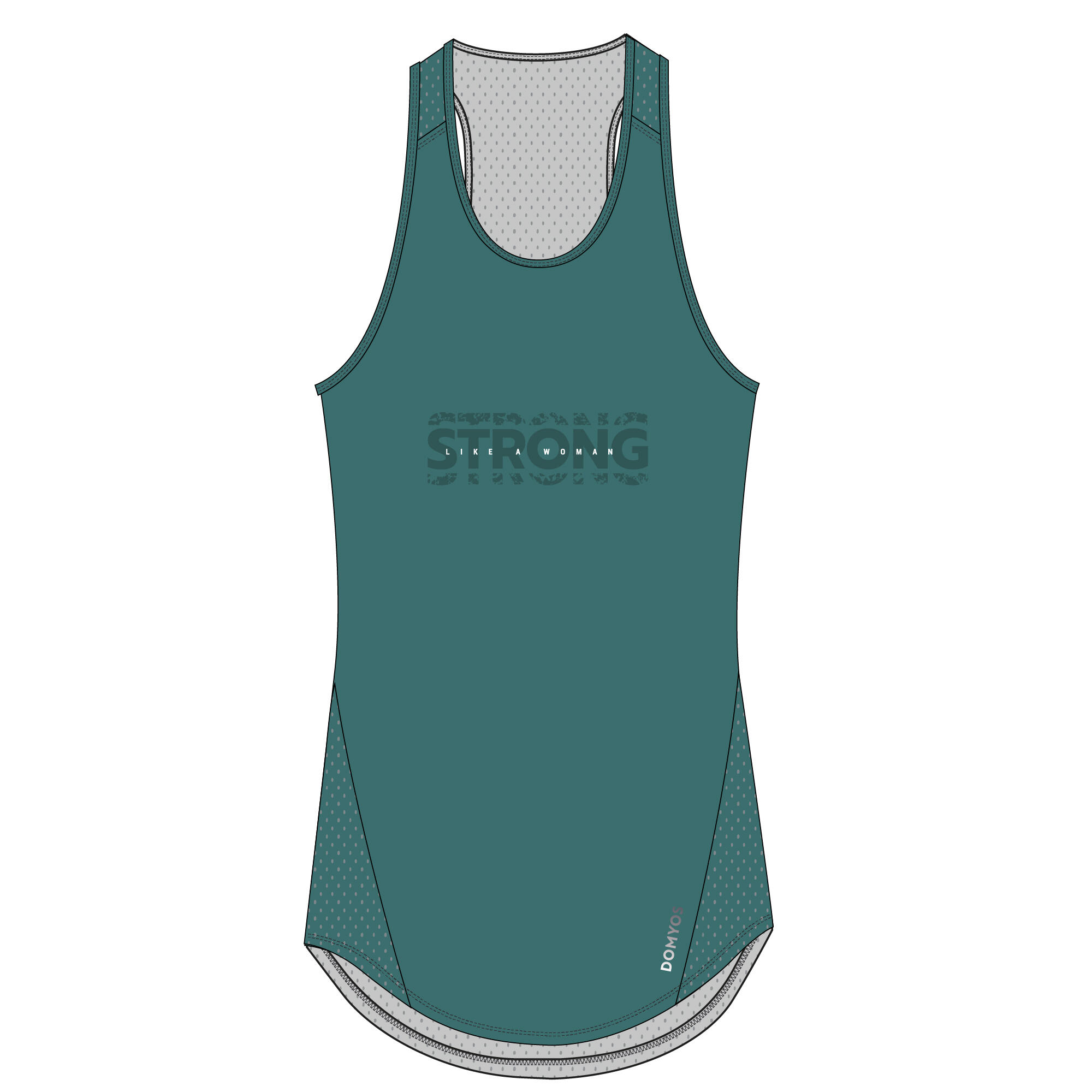 Women's Long Fitness Cardio Crew Neck Tank Top - Green 7/7