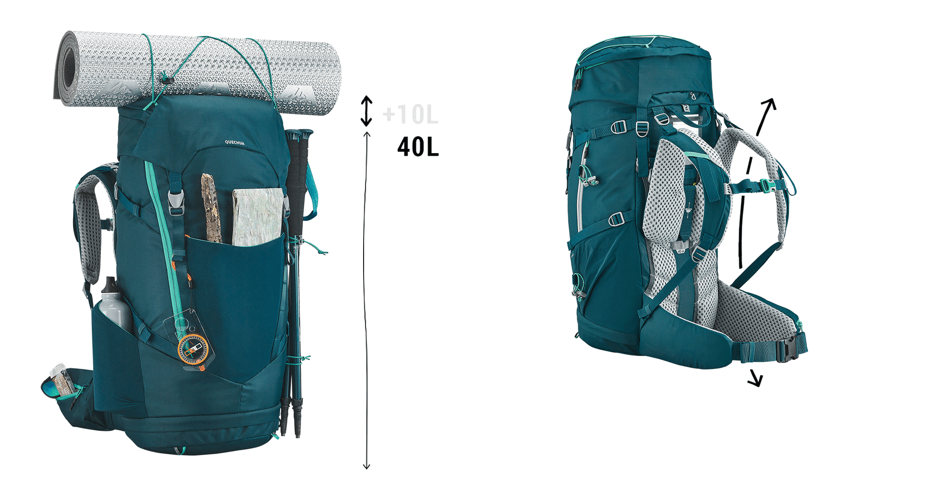 Sac à dos de randonnée/trekking enfant 40+10L - MH500 JR