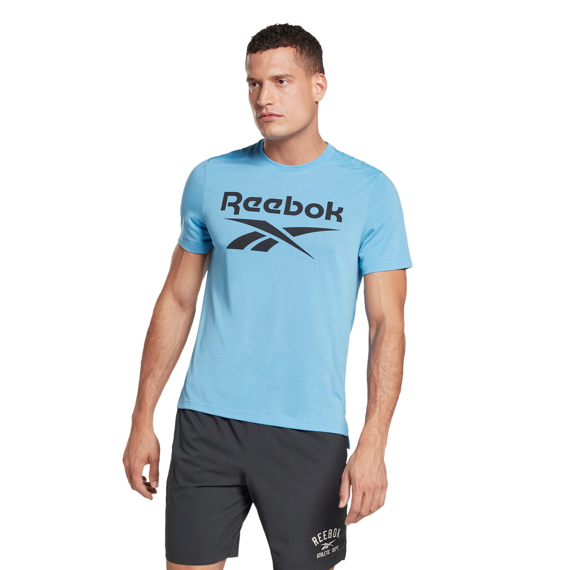Tricou Fitness cu logo Albastru Bărbați REEBOK decathlon.ro