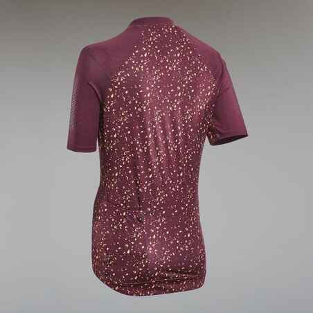 Women's Short-Sleeved Mountain Bike Jersey EXPL 500 - Burgundy