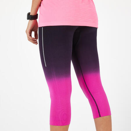 KIPRUN CARE BREATHABLE WOMEN'S CROPPED RUNNING BOTTOMS - BLACK/PINK