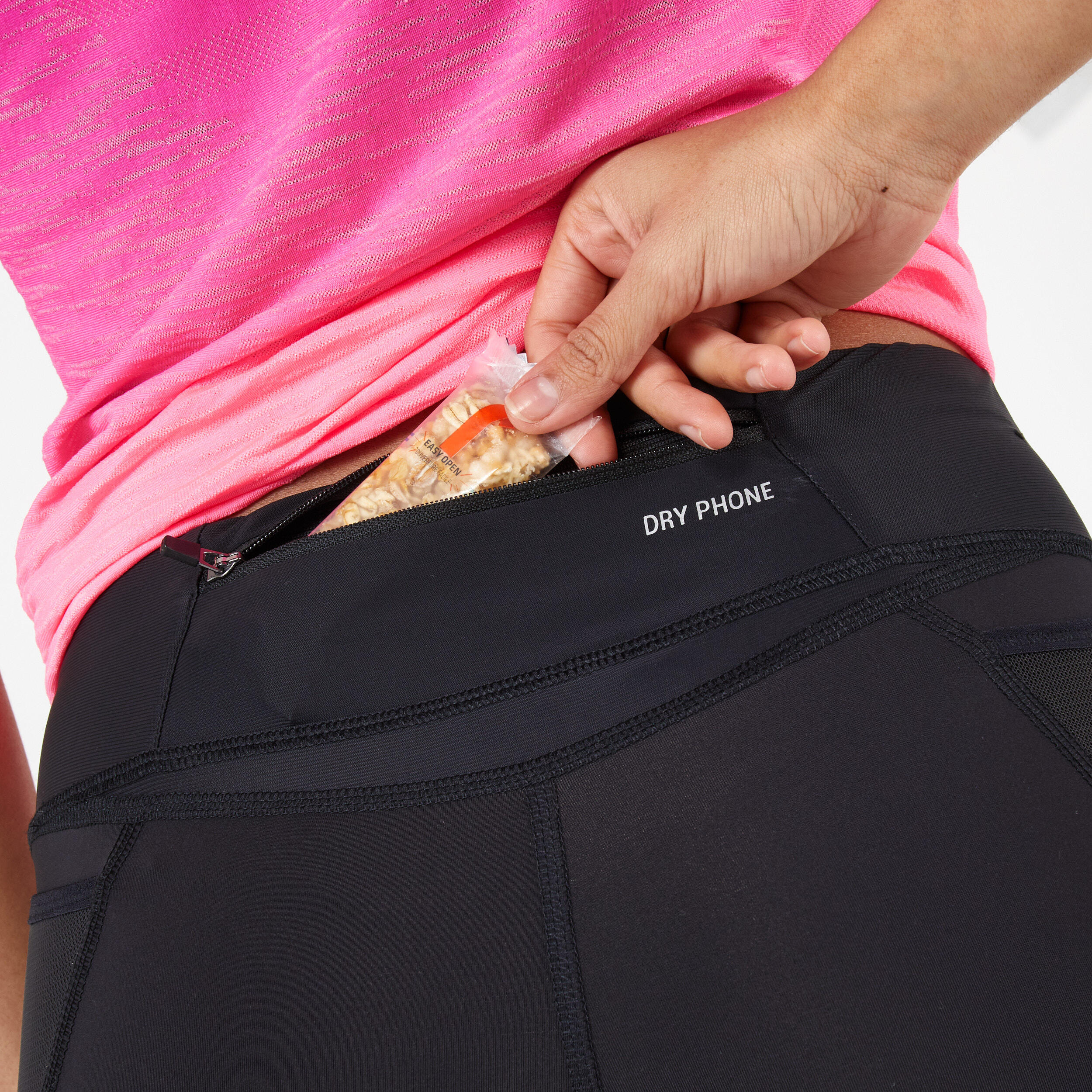 Second Life - WOMEN'S RUNNING TIGHTS WITH KIPRUN SUPPORT - BLACK - EXCELLENT 6/8