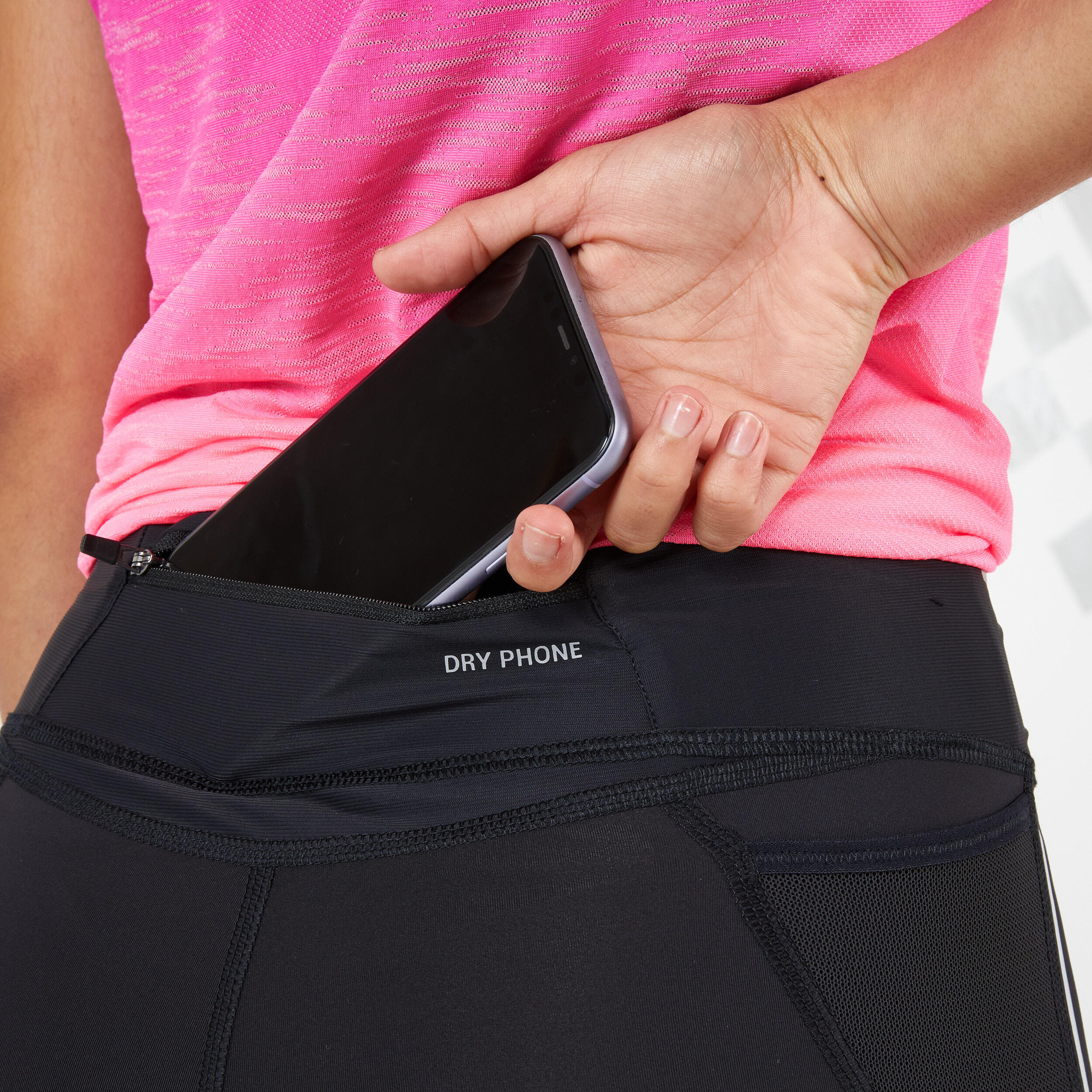 Second Life - WOMEN'S RUNNING TIGHTS WITH KIPRUN SUPPORT - BLACK - EXCELLENT 5/8