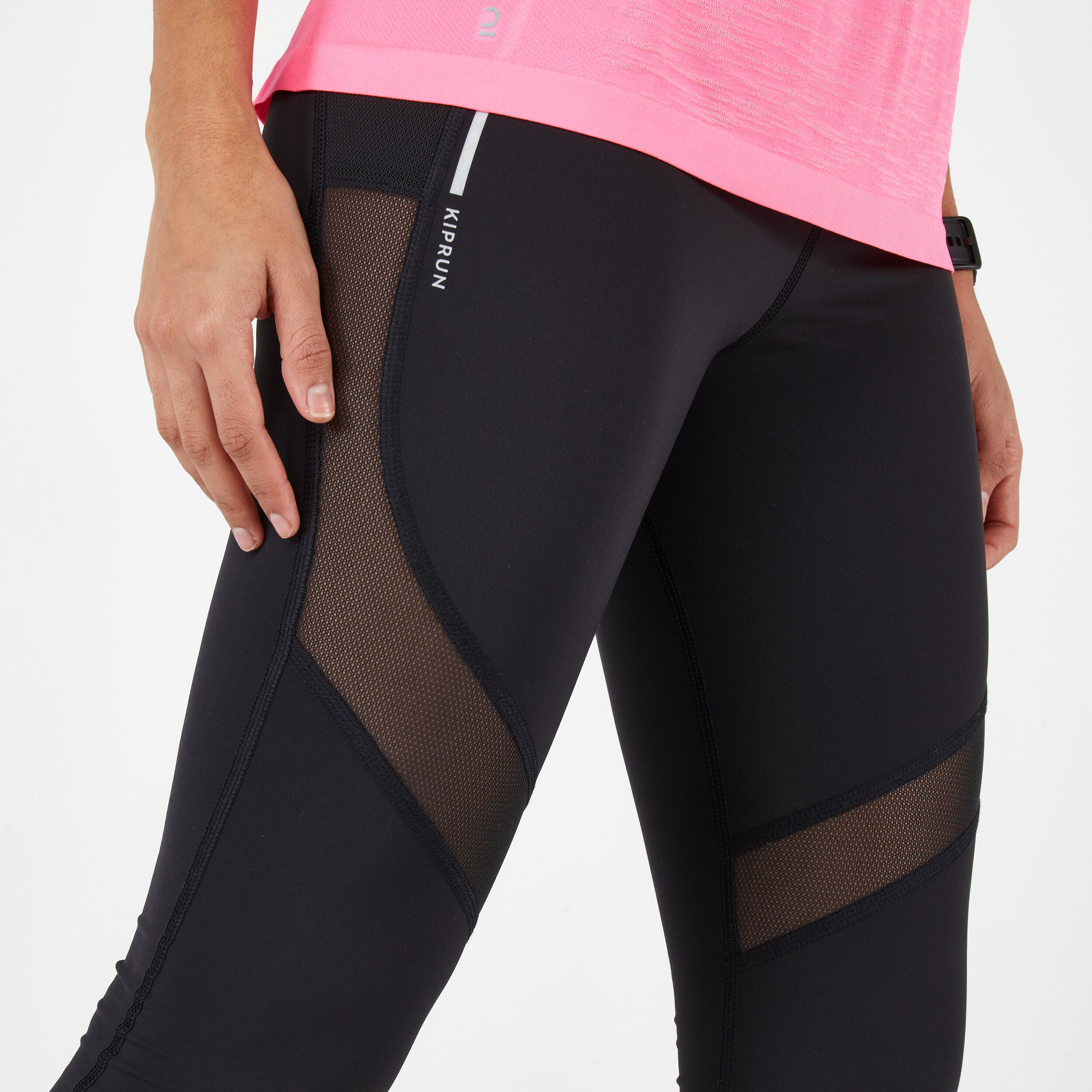 Second Life - WOMEN'S RUNNING TIGHTS WITH KIPRUN SUPPORT - BLACK - EXCELLENT 3/8
