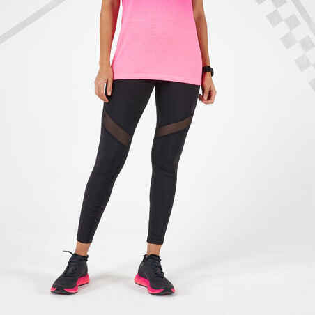 بنطلون ضيق للجري بدعم العضلات للنساء - KIPRUN أسود