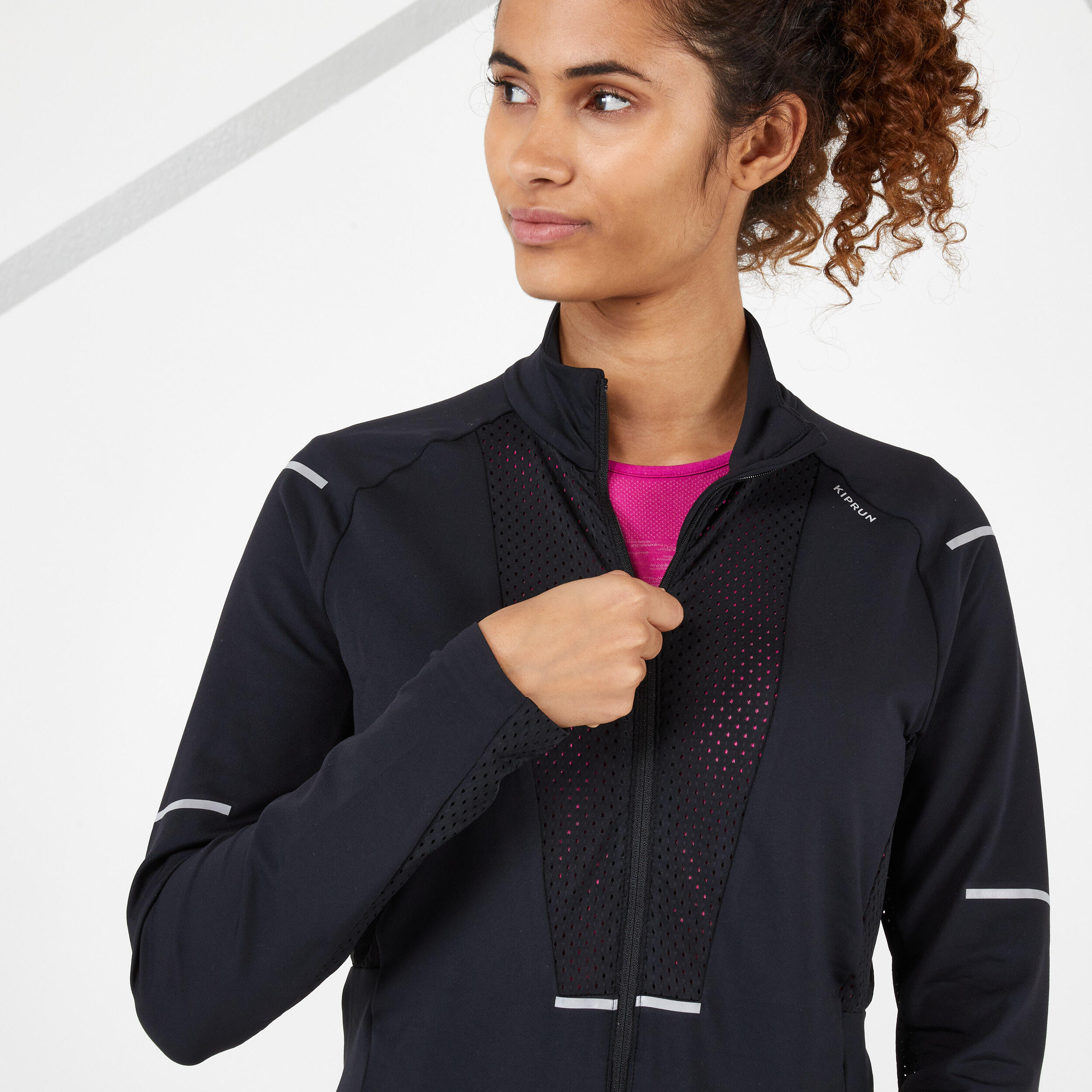 Manteau de course Light Femmes Noir Kiprun D cathlon