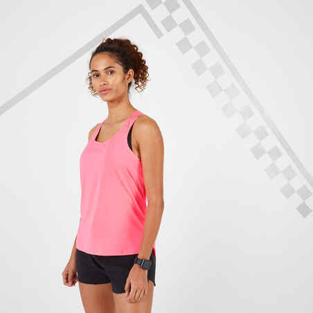 Rožnata ženska zračna tekaška majica brez rokavov KIPRUN LIGHT