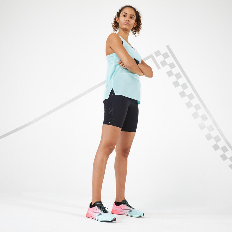 Mallas Short Mujer Cortas Running Kiprun Support Negro