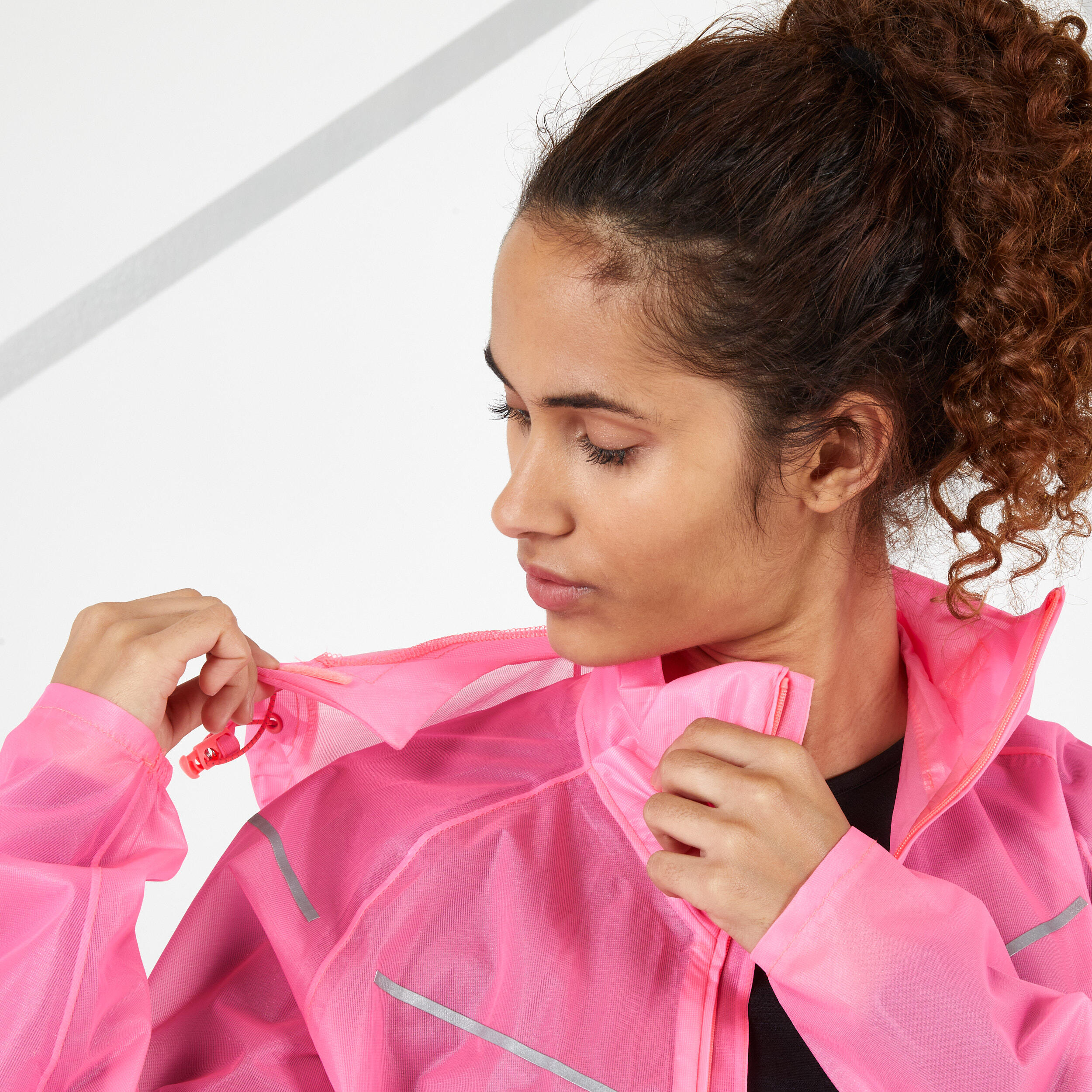 Pink womens best sale running jacket