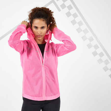 Sudadera Impermeable de Running Mujer Kiprun Light Rosa - Decathlon