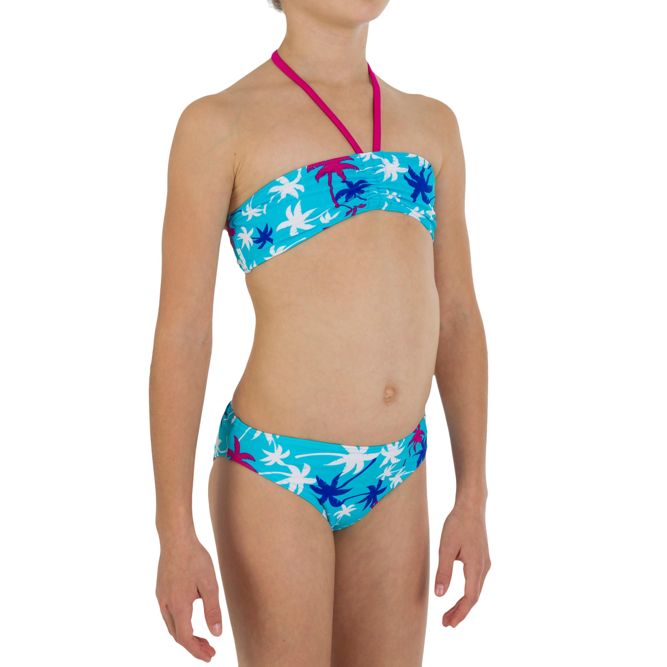 TRIBORD PALM AG girls' bandeau swimsuit - Blue