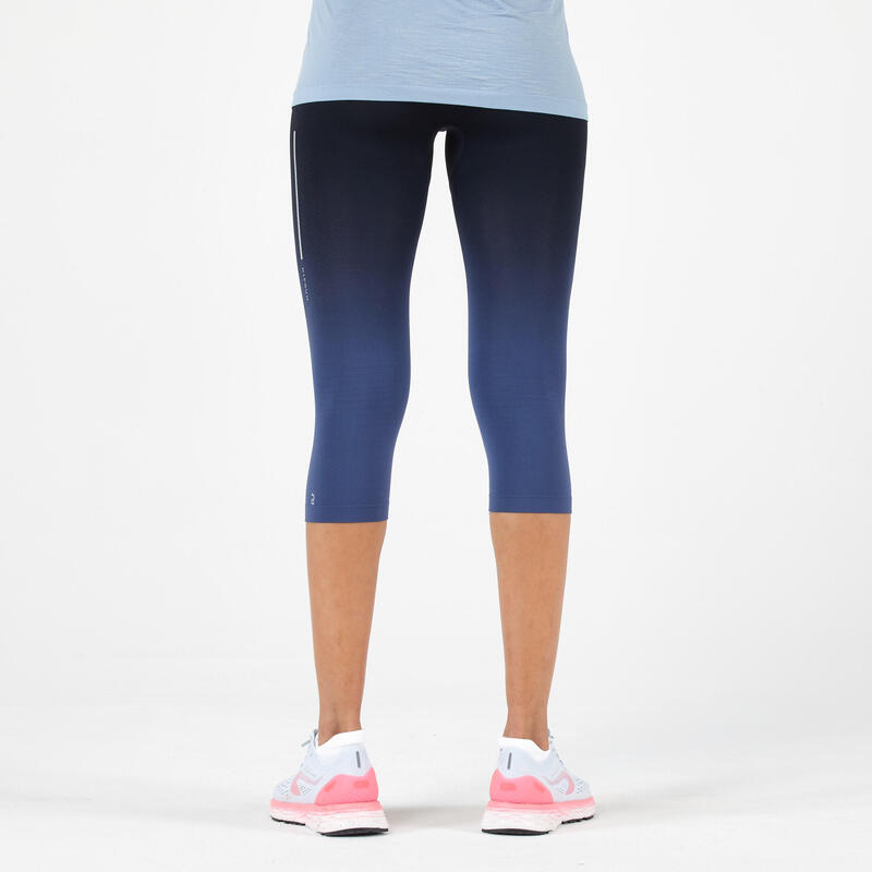 Leggins mallas running piratas Mujer Kiprun Care negro azul