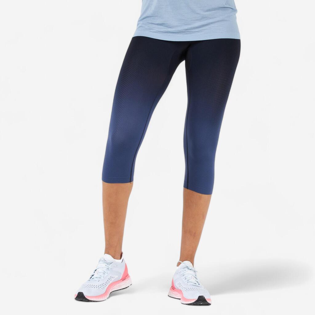 Laufhose 3/4 Tights atmungsaktiv Kiprun Care Damen schwarz/bordeaux