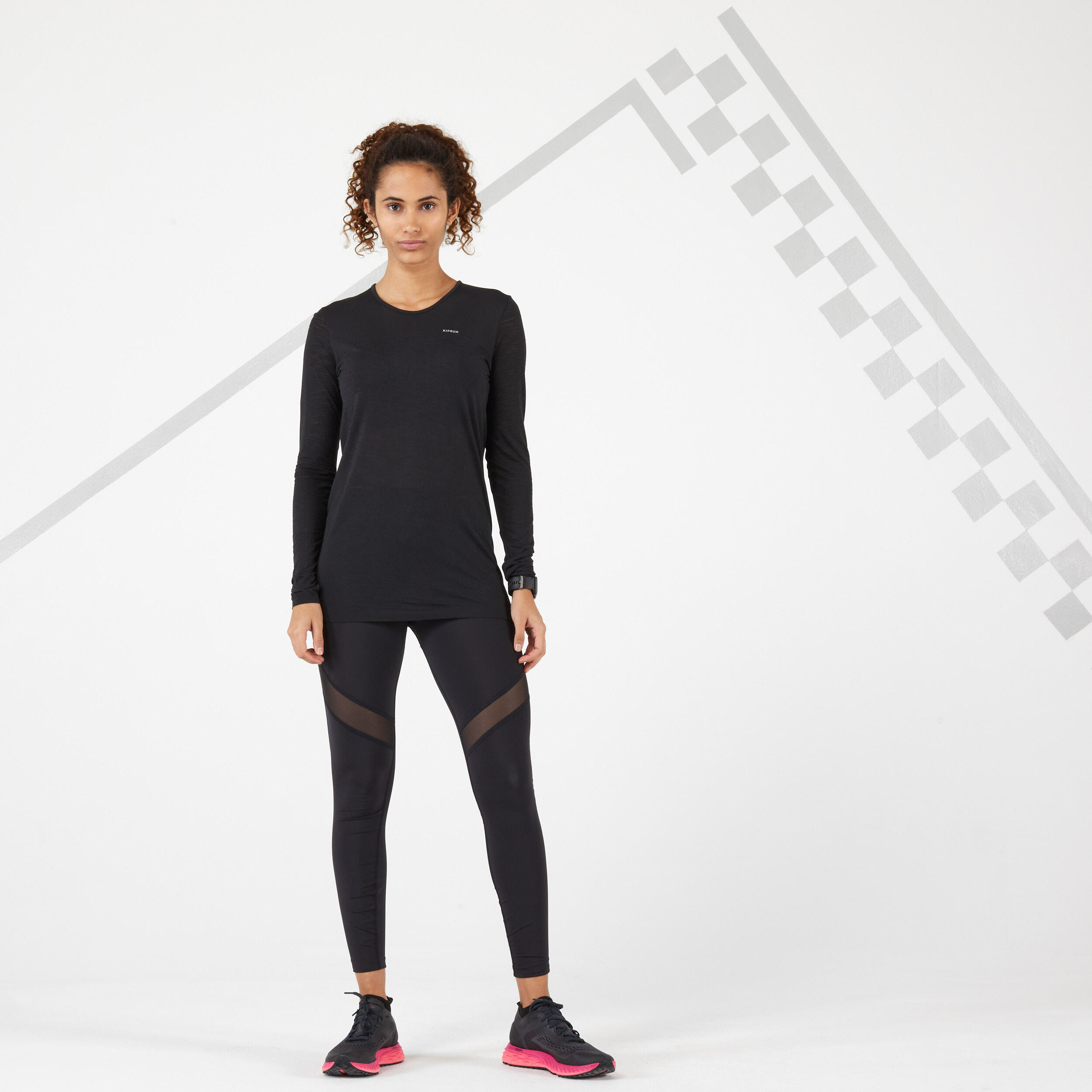 TEE SHIRT RUNNING MANCHES LONGUES FEMME RESPIRANT KIPRUN CARE NOIR 2/10