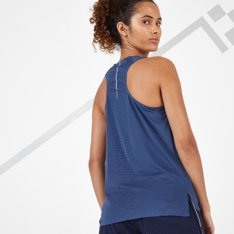 Débardeur running léger Femme - KIPRUN Run 900 Light bleu ardoise