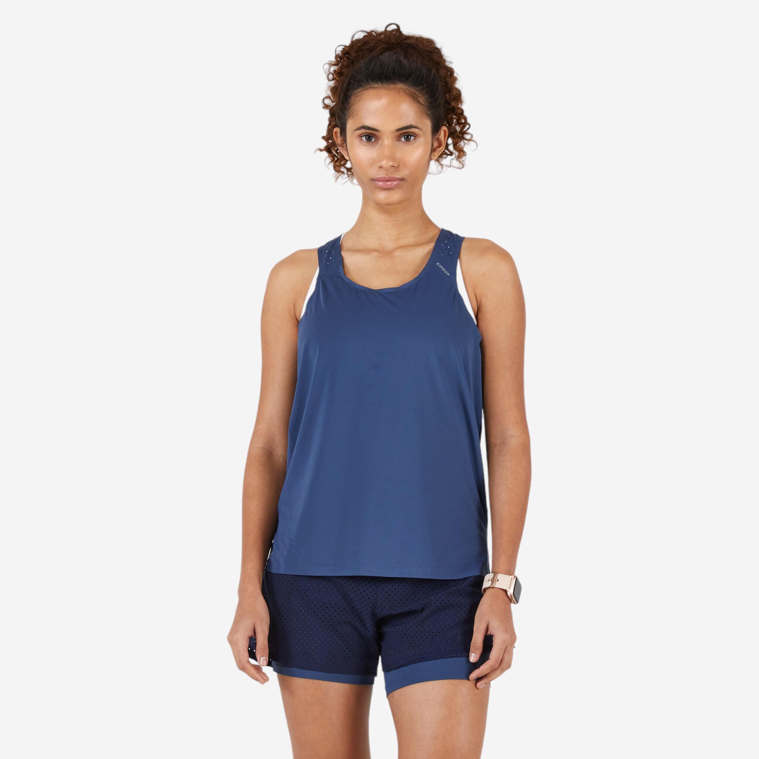 Débardeur running léger Femme - KIPRUN Run 900 Light bleu ardoise