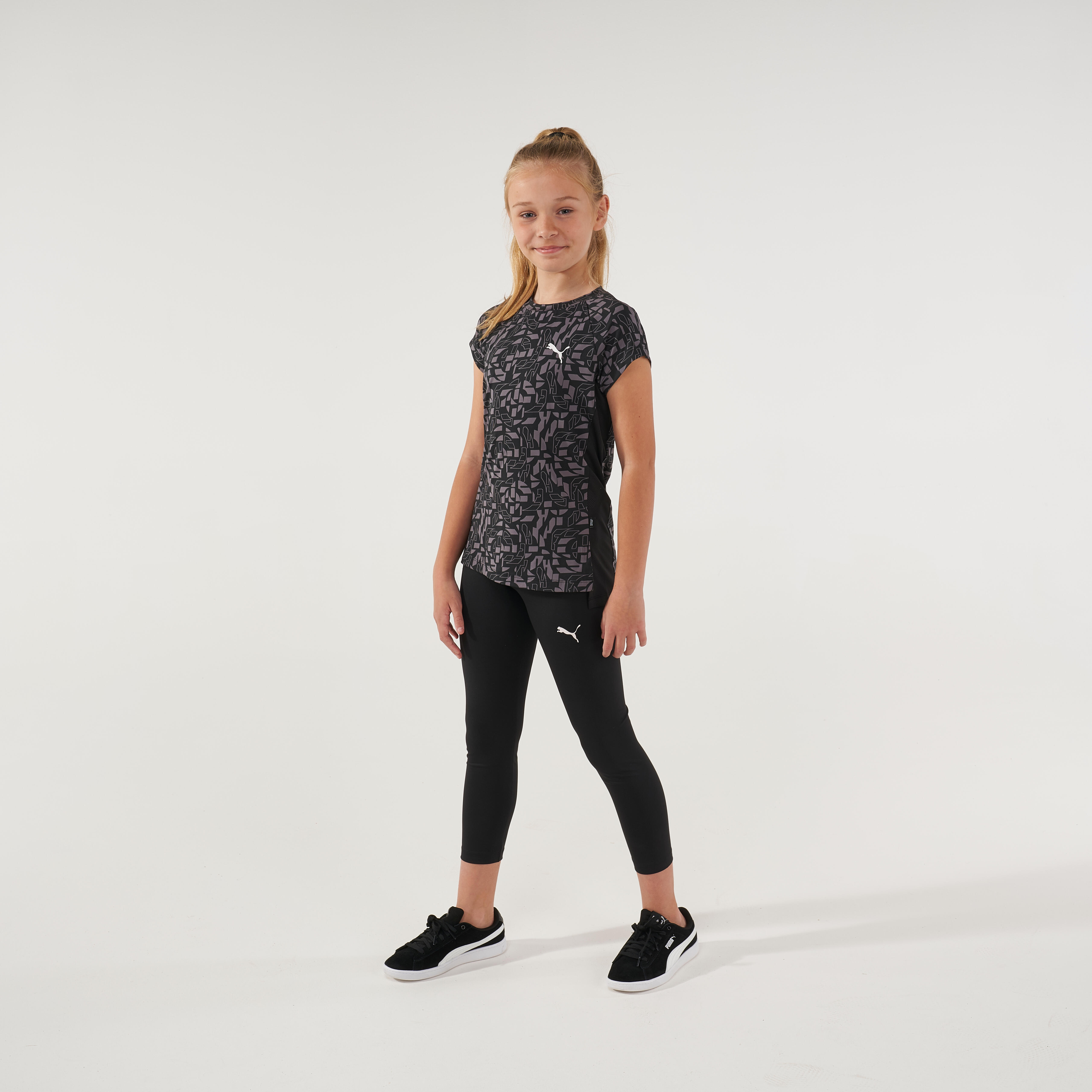 T-shirt bambina ginnastica Puma S 500 poliestere traspirante nero stampato  PUMA | DECATHLON