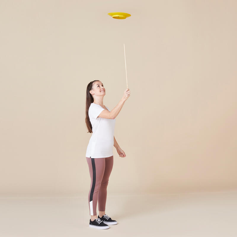 Žonglovací talíř žlutý + dřevěná hůlka