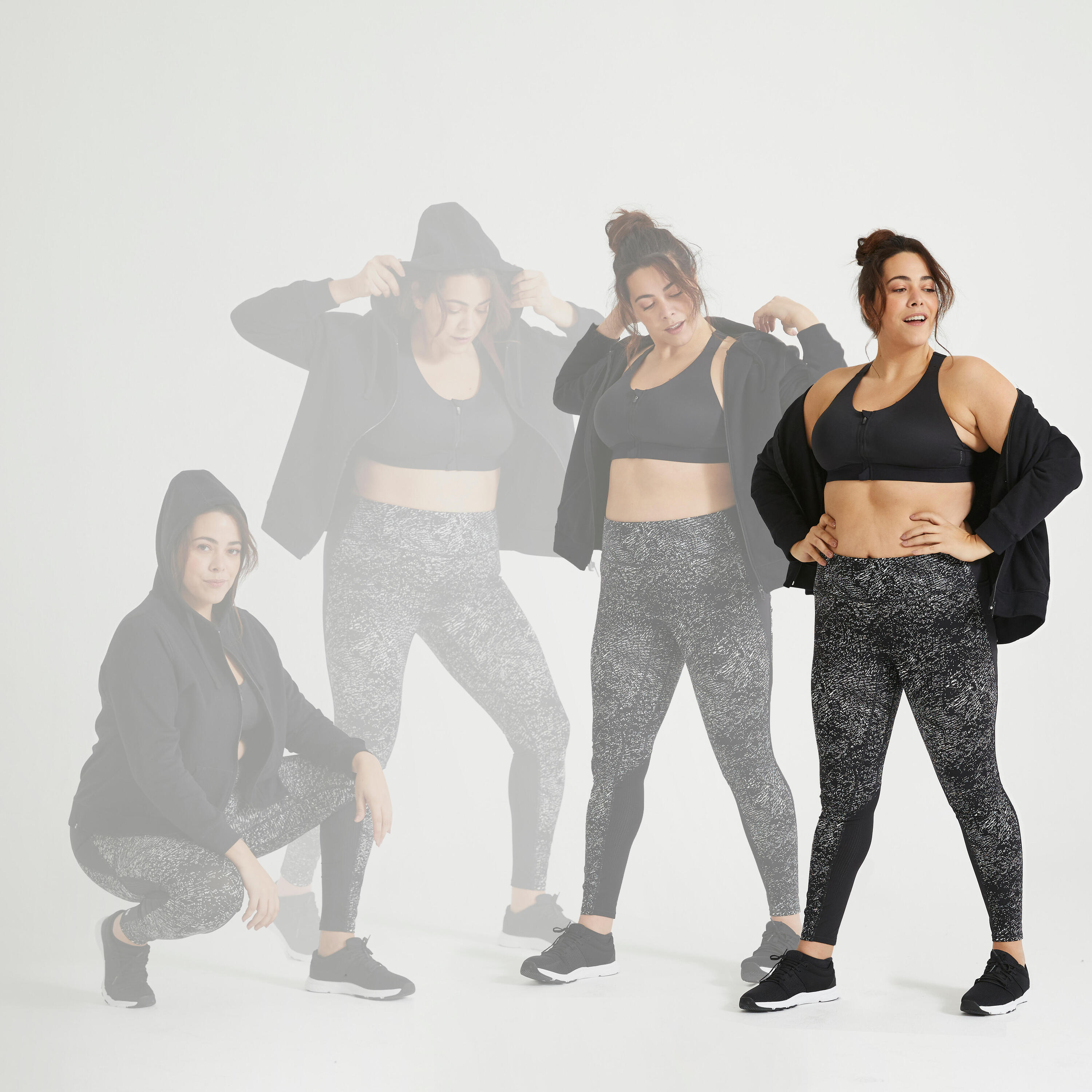 Top  donna palestra zip frontale nero 6/11