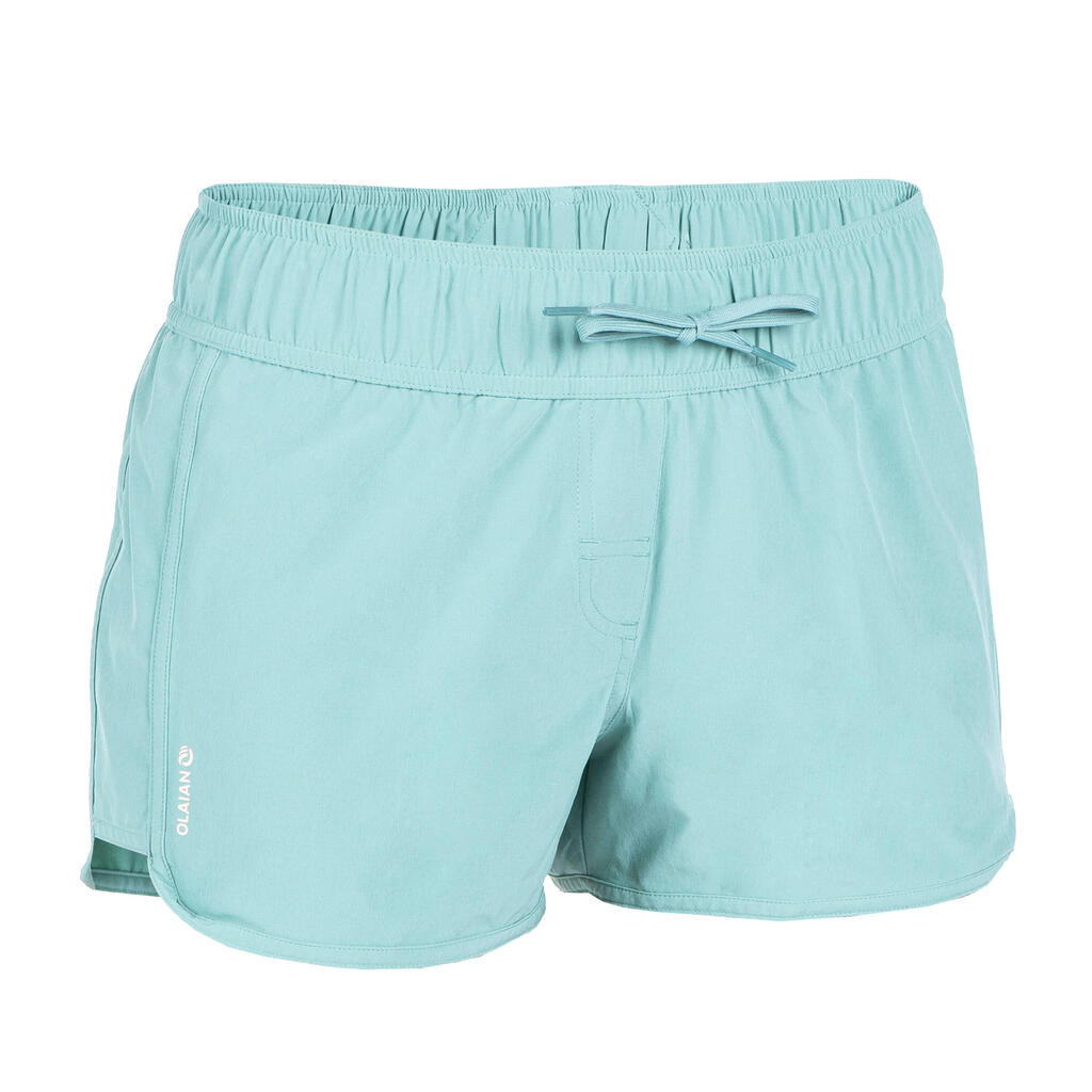 Boardshort surf femme TINI KAKI avec ceinture élastiquée et cordon de serrage