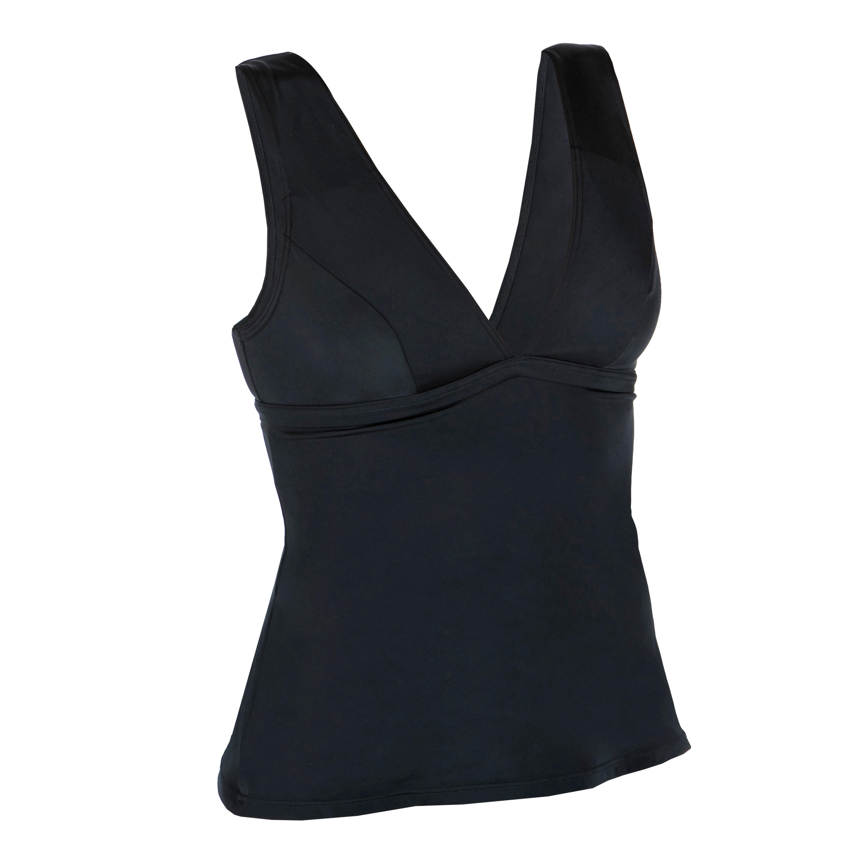 Tankini Swimsuit Top with V-Neck and Removable Padded Cups MARINE - PLAIN BLACK 3/11