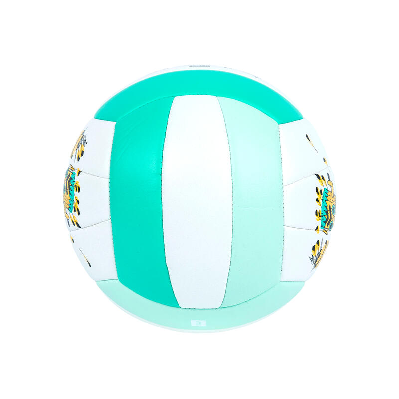 Dětský míč na beach volejbal šitý 100 Classic velikost 3 zelený s totemem
