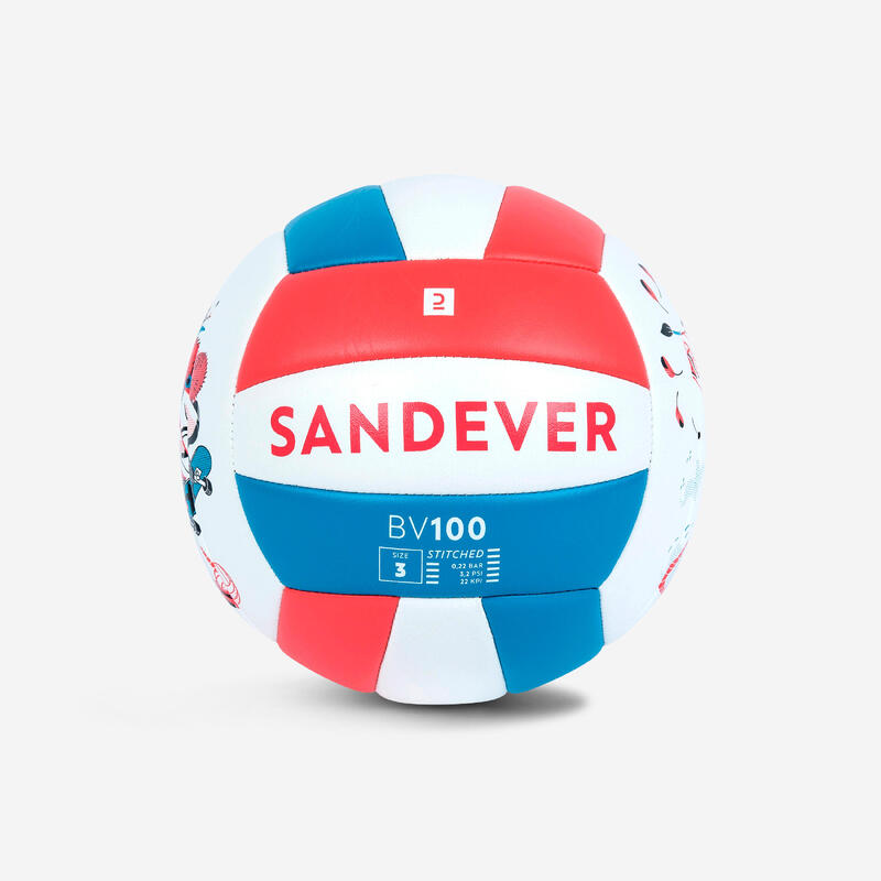 Dětský míč na beach volejbal šitý 100 Classic velikost 3 růžový s indiány