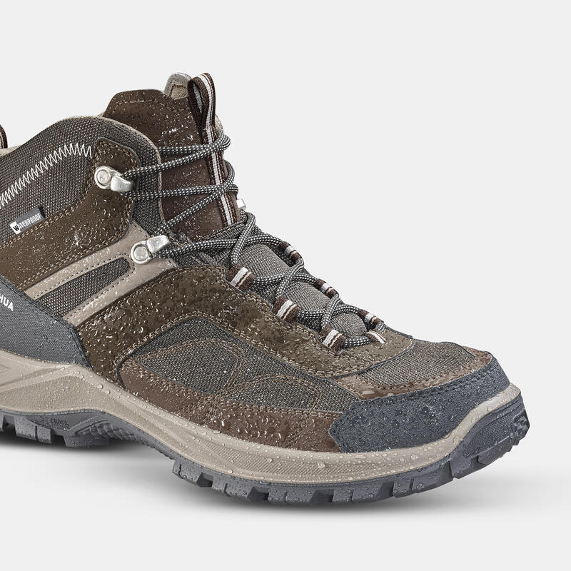 Chaussures imperméables de randonnée montagne - MH100 Mid marron - Homme