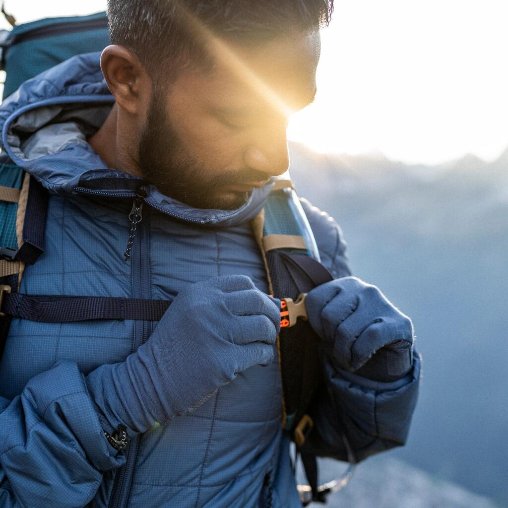 Men’s synthetic trekking down jacket with hood MT100 -5°C - Blue