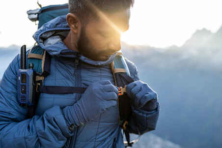 Men’s synthetic trekking padded jacket with hood MT100 -5°C - Blue