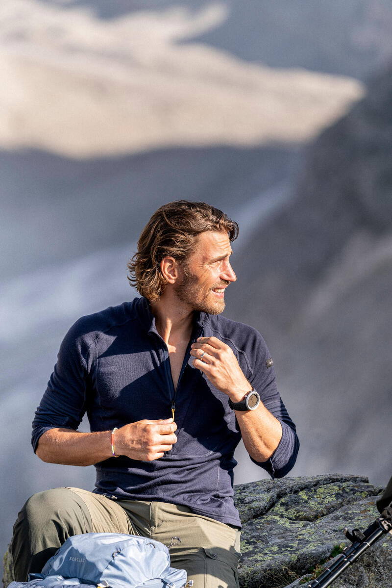 Men's Mountain Trekking Long-sleeved T-Shirt - MT900 MERINO