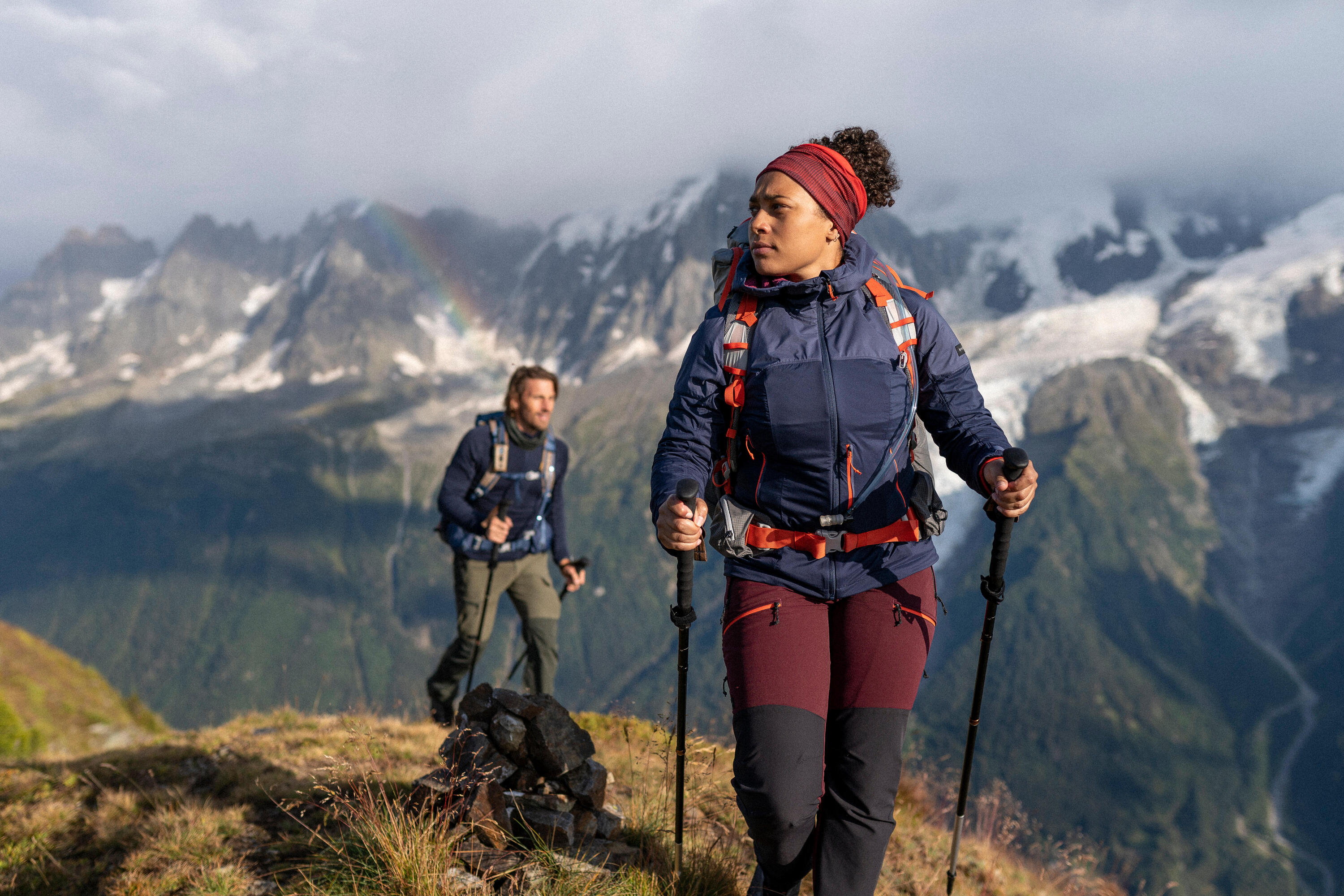 Women's Mountain Trekking Water-Repellent Trousers MT900 - maroon 3/11