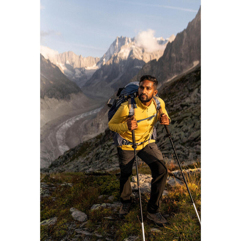 Bluză din lână merinos Trekking MT900 Albastru Bărbați 