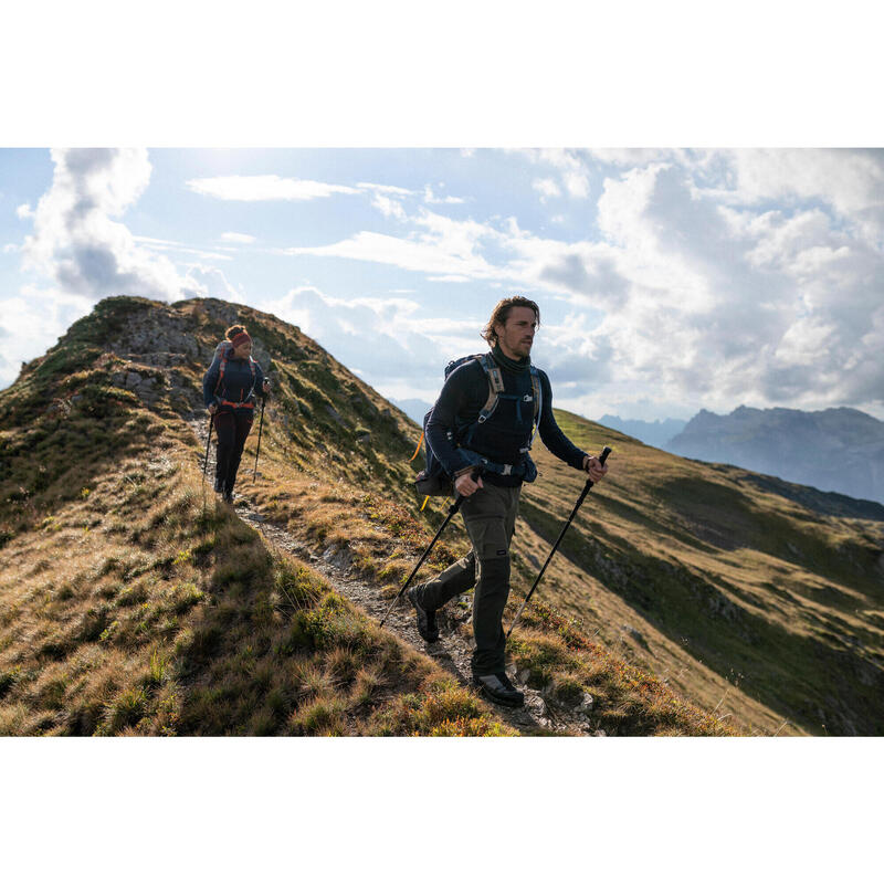 Bluză din lână merinos Trekking MT900 Albastru Bărbați 