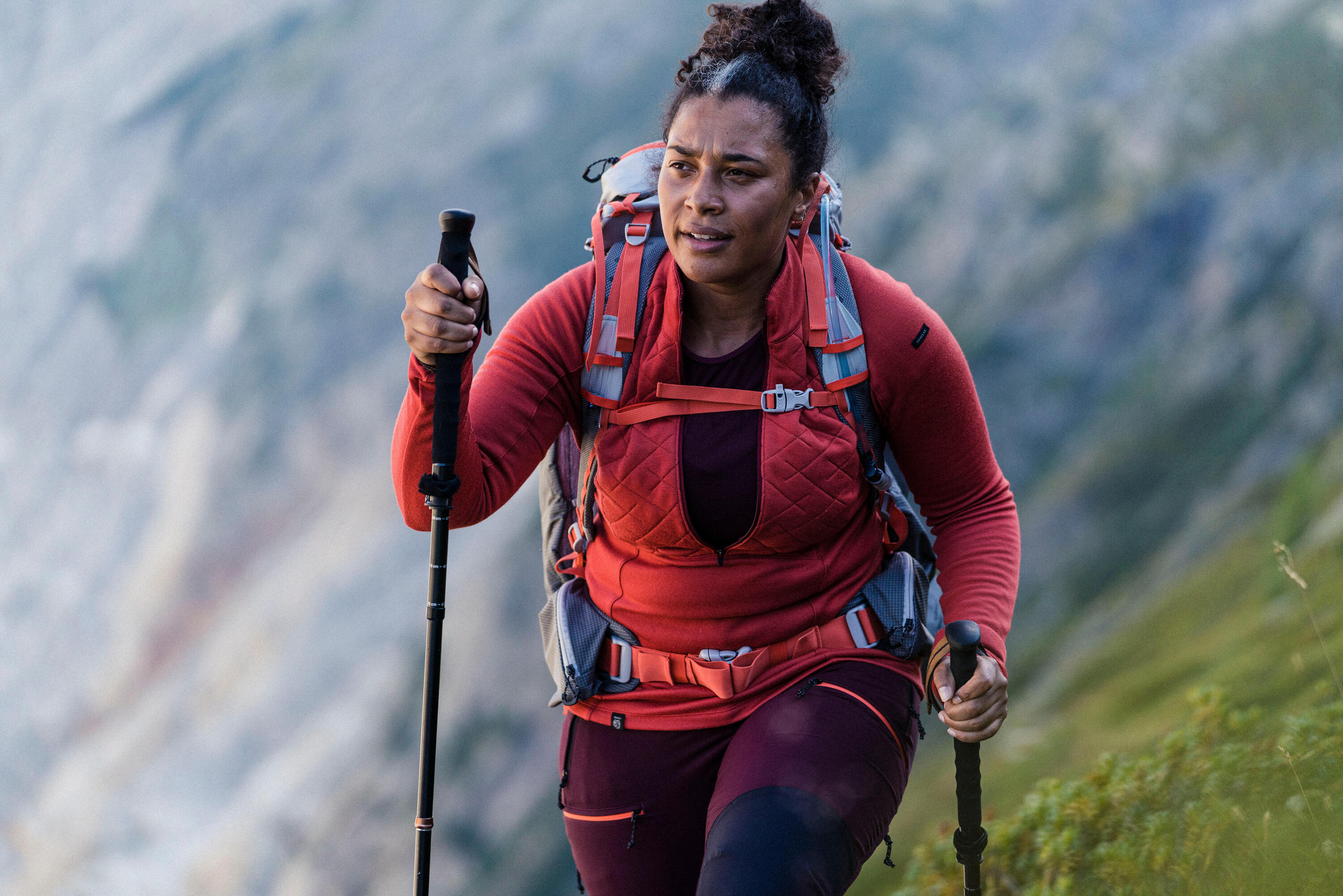 Women's Mountain Trekking Water-Repellent Trousers MT900 - maroon 2/11