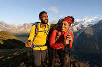 Water-repellent mountain trekking trousers - MT900 - Women's