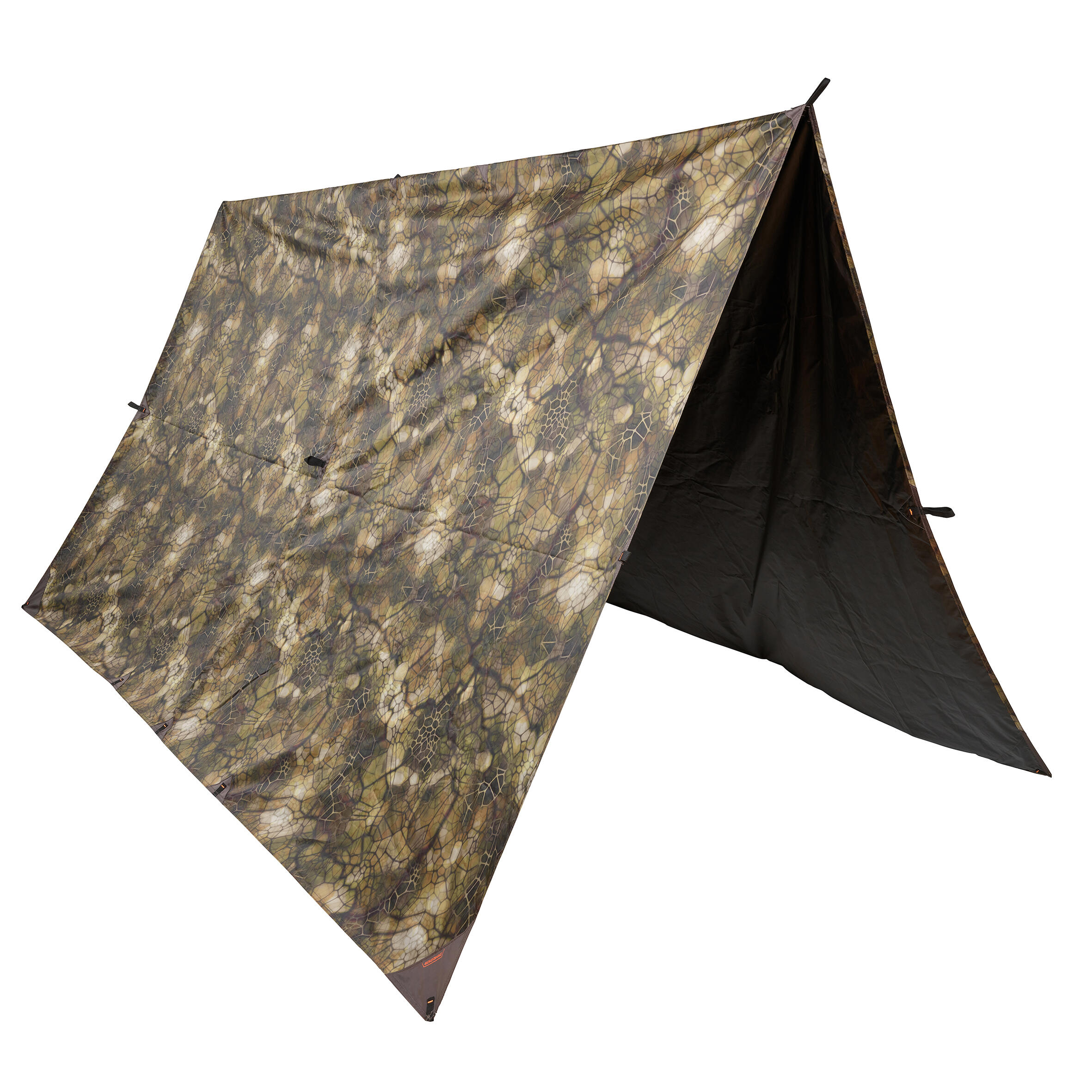 Waterproof Tarp 2.95 m x 2.8 m - Bushcraft Camouflage Furtiv - SOLOGNAC