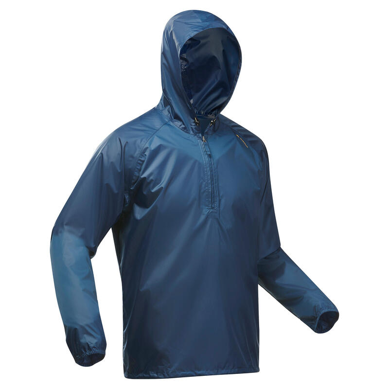 Jachetă Impermeabilă fermoar scurt Drumeție în natură RainCut Albastru Bărbați 