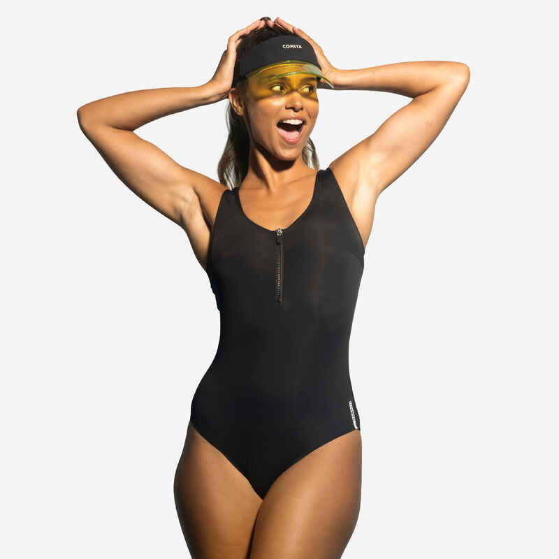 Women's One-Piece Aquafitness Aquabiking Swimsuit Lio - Black