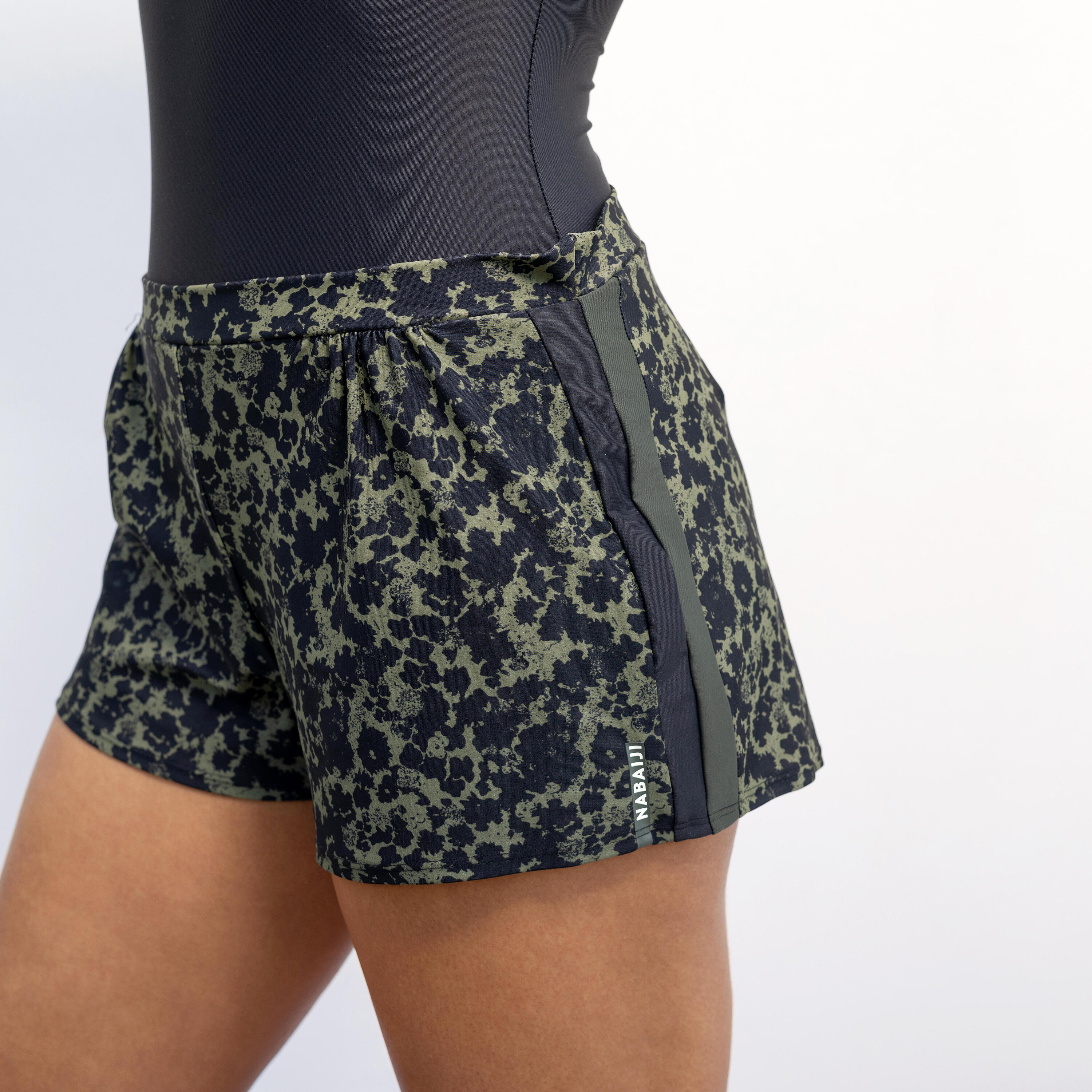 Women's 1-piece loose Aquafit swimsuit shorts Sofi Lica Black Khaki 4/4
