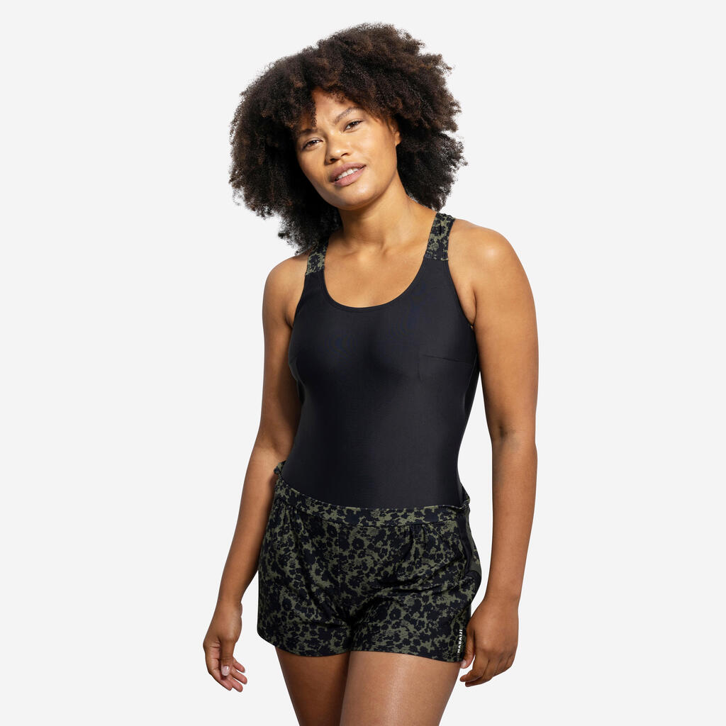 Damen Shorty Loose Aquafitness Badeanzug - Sofi Daph schwarz/weiß 