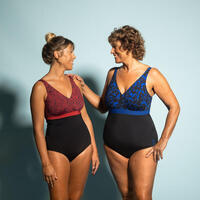 Crno-bordo ženski jednodelni kupaći kostim za fitnes u vodi CERA Korpa D / E