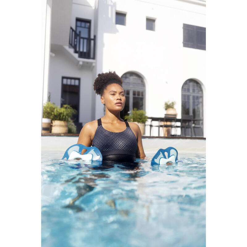 Dámské plavky jednodílné nohavičkové na aqua fitness Elea Bul černo-šedé