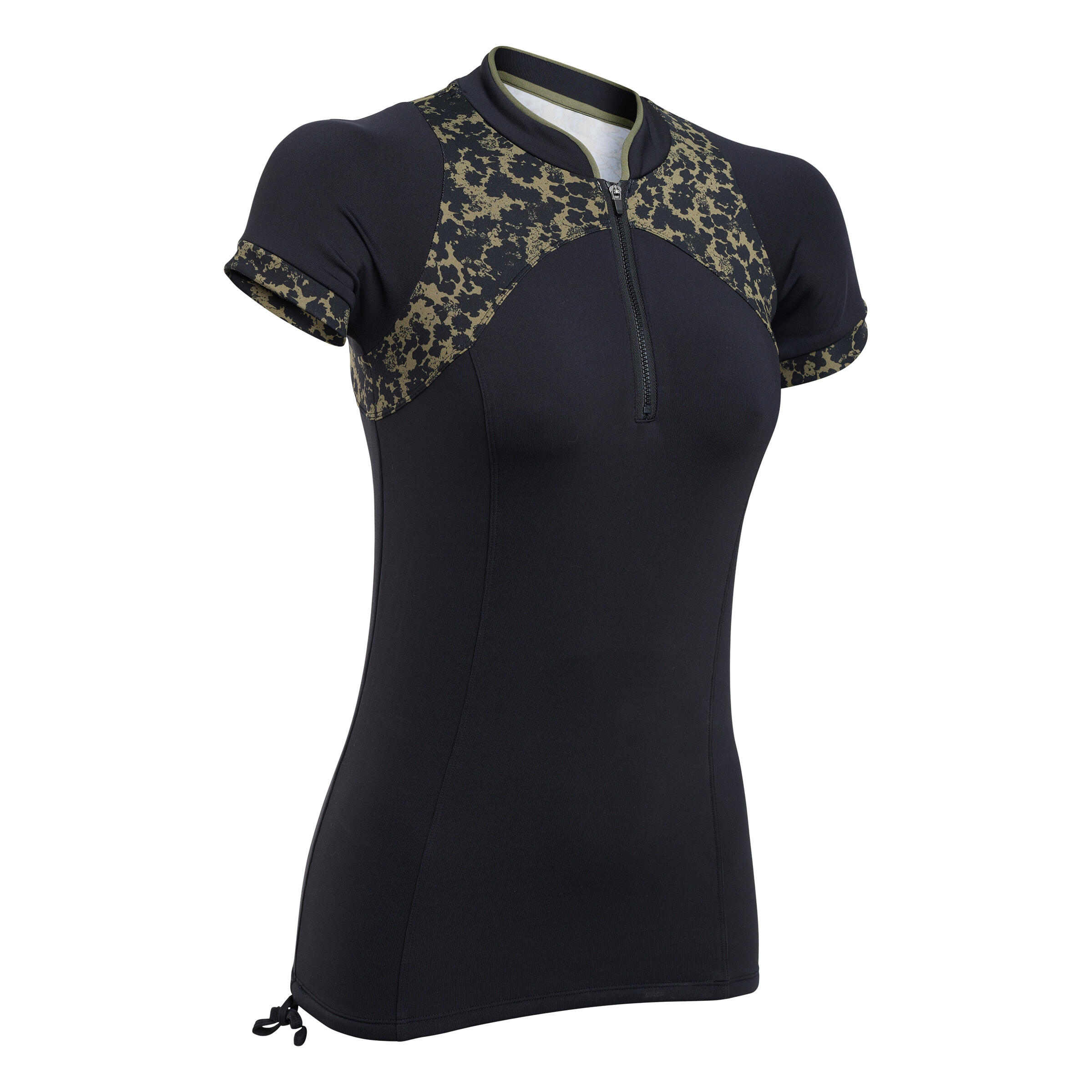 T shirt manches courtes aquagym-aquabike ou longe-côte femme Lica noir kaki 7/9