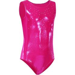 Maillot sin mangas estrás gimnasia niña rosa